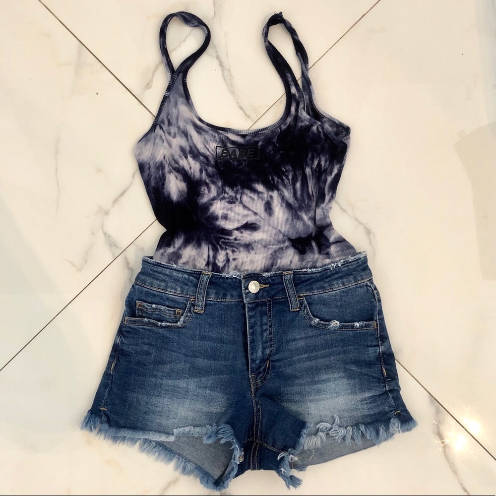 Mid Waist Denim Shorts
